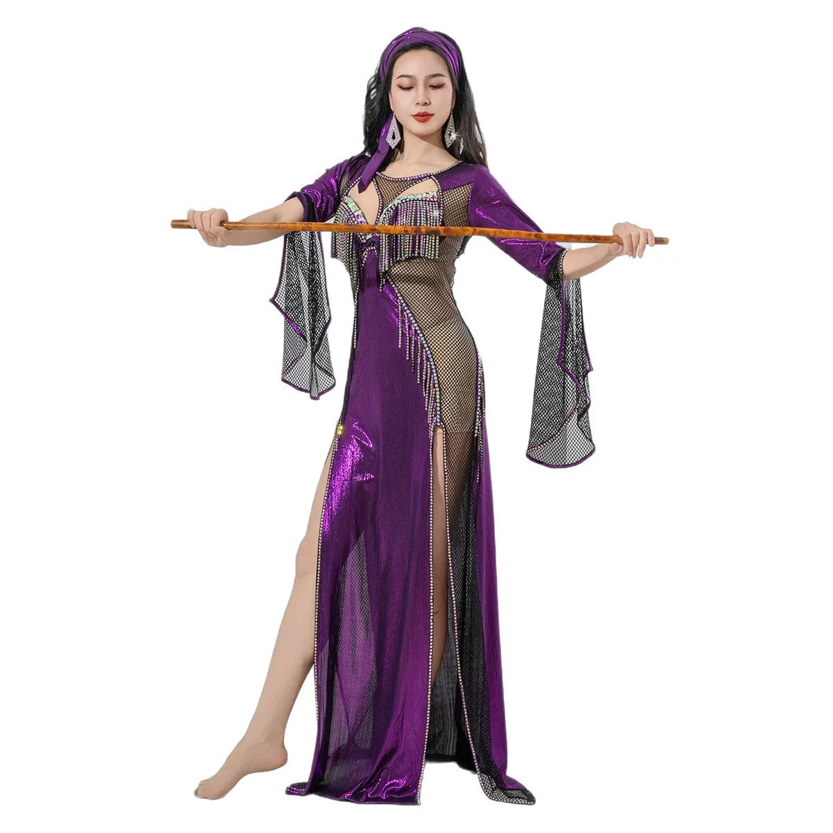 Folk Saidi Robe Belly Dance Costume Women Oriental Dancer Dress Stage Performance Outfit Green Purple Competition Clothes 2025