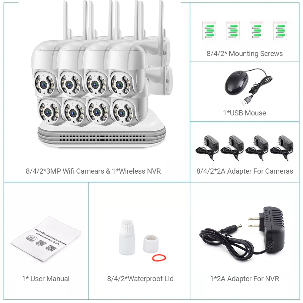 Imagem -06 - Hamrolte-sistema de Segurança Cctv sem Fio Câmera ip Vigilância por Vídeo Visão Noturna Xmeye Exterior Wifi 8ch 1080p Nvr Ptz 3mp