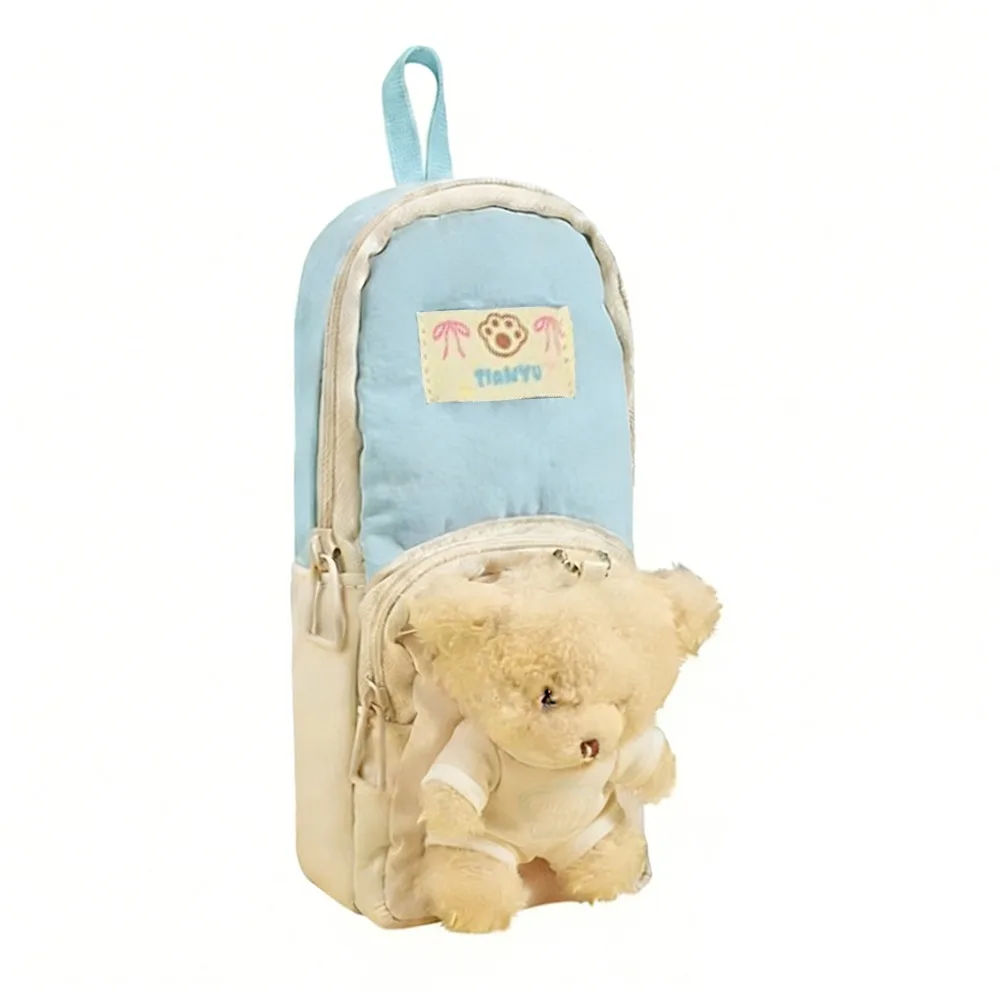 

Large Capacity Bear Pencil Case Durable Zipper Bear Print Pencil Pouch Cute Animal Cartoon Design Pen Storage Pouch Gift Idea