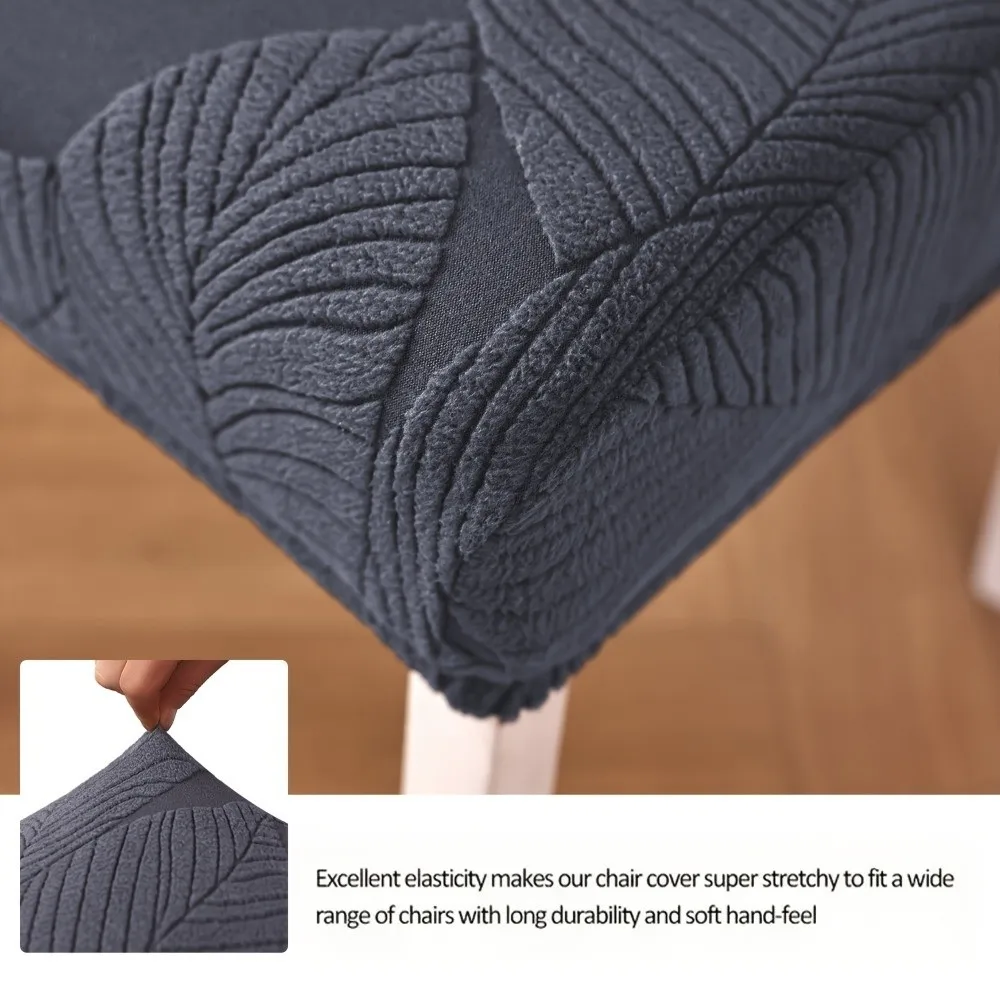 Full Cover Stretch Dining Chair Cover 3D Leaf Scratch Proof Jacquard Chair Cover Stain Resistant Woven Elastic Chair Cover