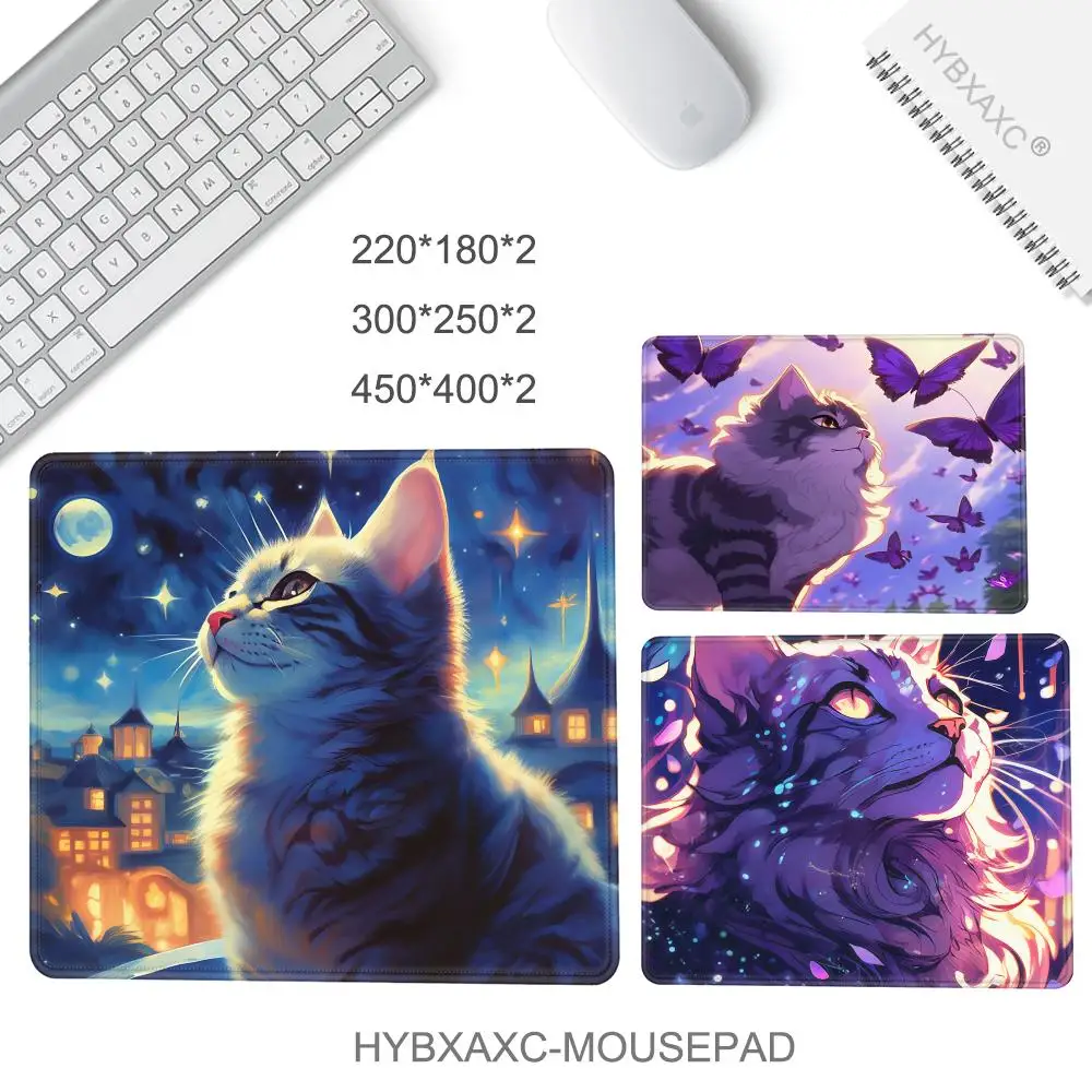 Cute Starry Sky Cat Keyboard pad lockedge Extended teclado Small mousepad kawaii Pink Purple Office desktop protection mouse pad