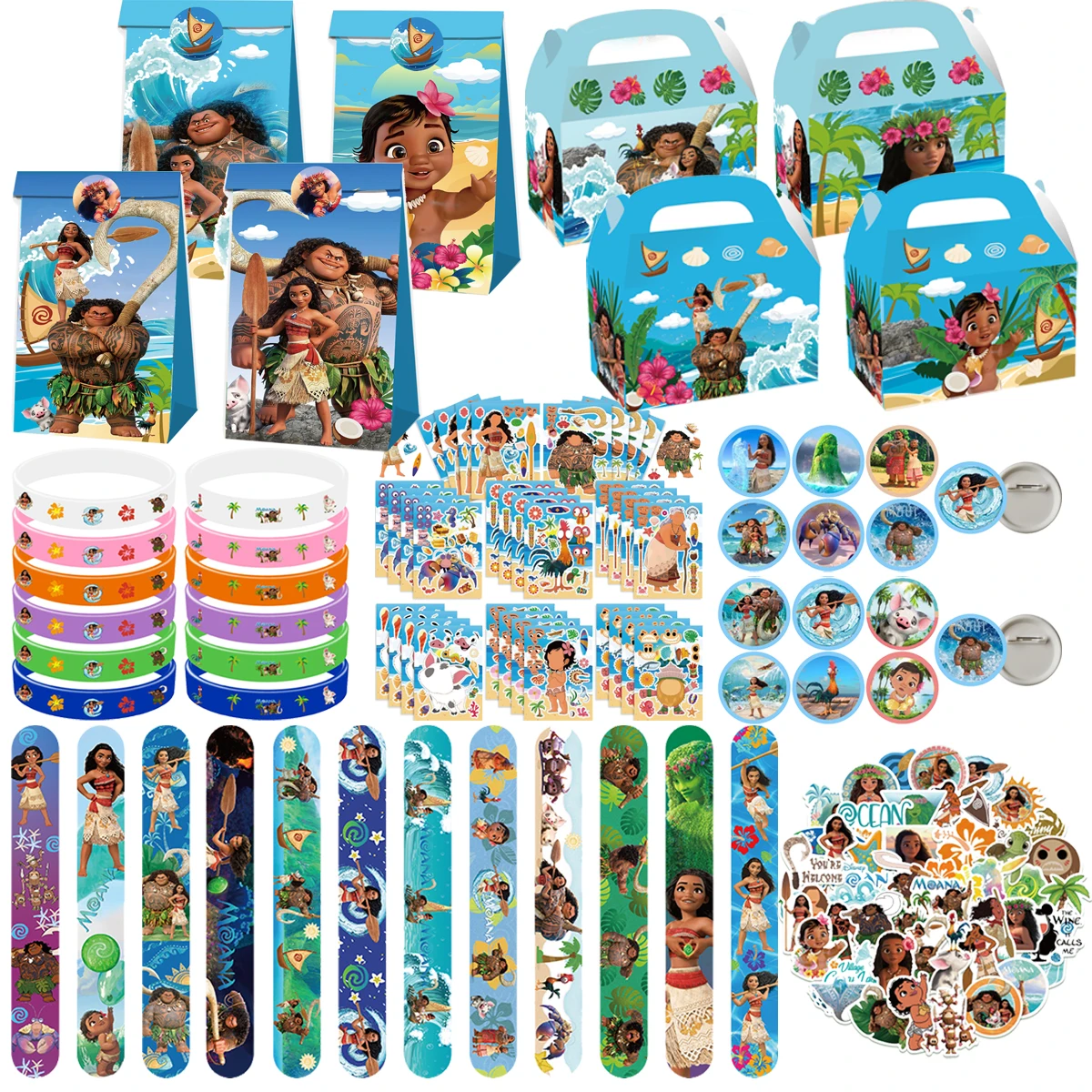 Moana Birthday Party Gift Supplies Party Favor Slap Bracelets Stickers Paper Bags Gifts Bag Goody Bag Pinata Fillers Baby Shower