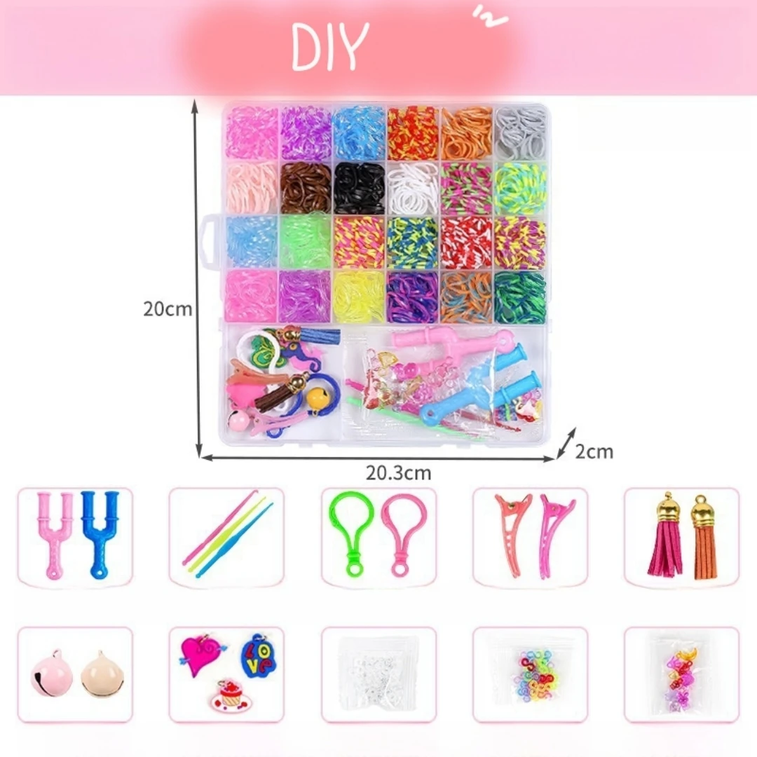 15-40 الوتد قوس قزح تلوح في الأفق عدة ملونة DIY بها بنفسك الحرفية النسيج تلوح في الأفق التعليمية سوار صنع مجموعة هدية عيد ميلاد صندوق الحرف