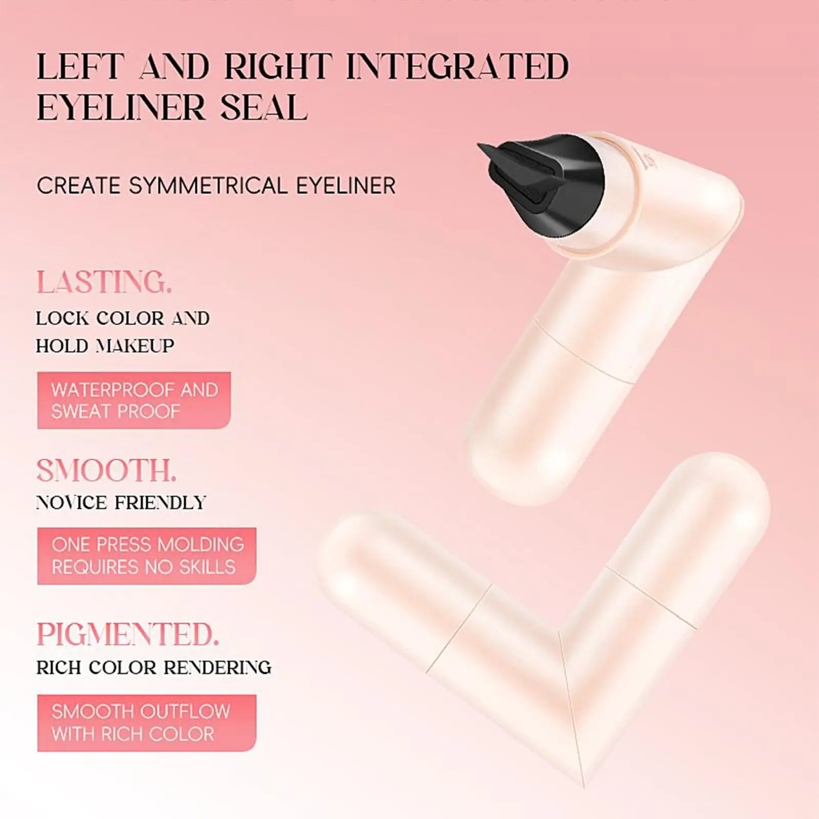 1pcs หมุนอายไลเนอร์แบบบูรณาการสีดําสีน้ําตาล Dual-TIP DIY Eyeliner Wing Stencil กันน้ํา Smudge-Proof Longwear Liquid ปากกา