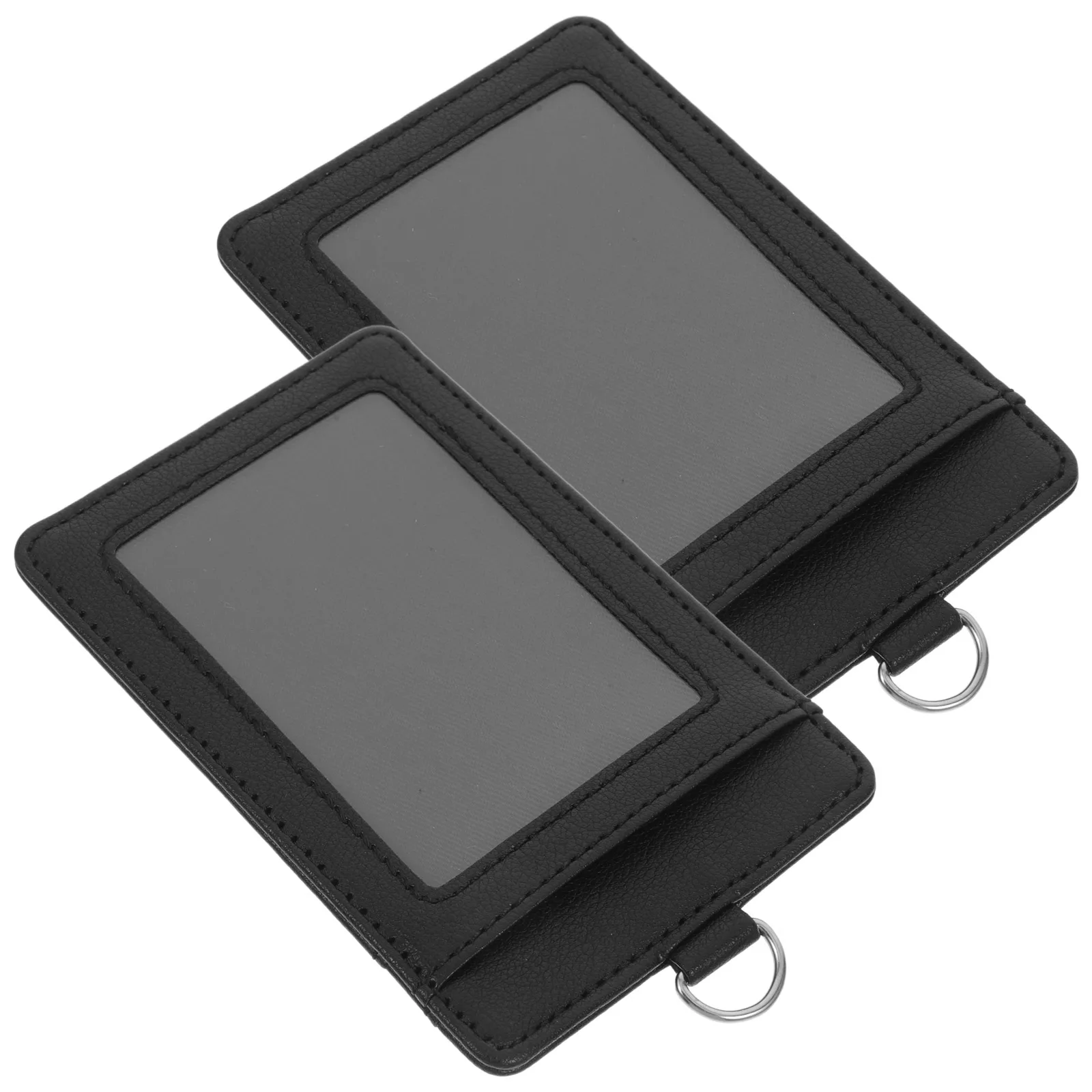 

2pcs Id Holder Pu Multi Functional Badge Protector Clear Sleeve For Id Credit Cards Name Tags Vertical Card Sleeve