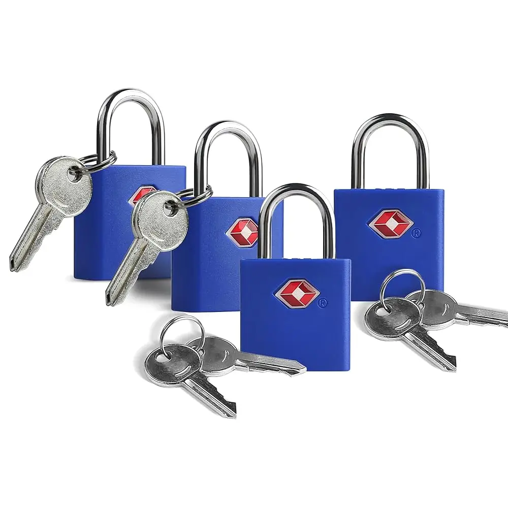 

TSA Approved Locks for Luggage 4 Pack, TSA Locks for Luggage Travel Accessories, Small Padlock with Key, Weatherproof Outdoor