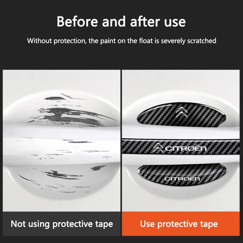 4/8 قطعة ألياف الكربون باب السيارة السلطانية ملصقات مقبض المضادة للتصادم قطاع لسيتروين C5X C6 DS C3-XR C4L C4 C1 C5 DS3 VTS C-ELYSEE
