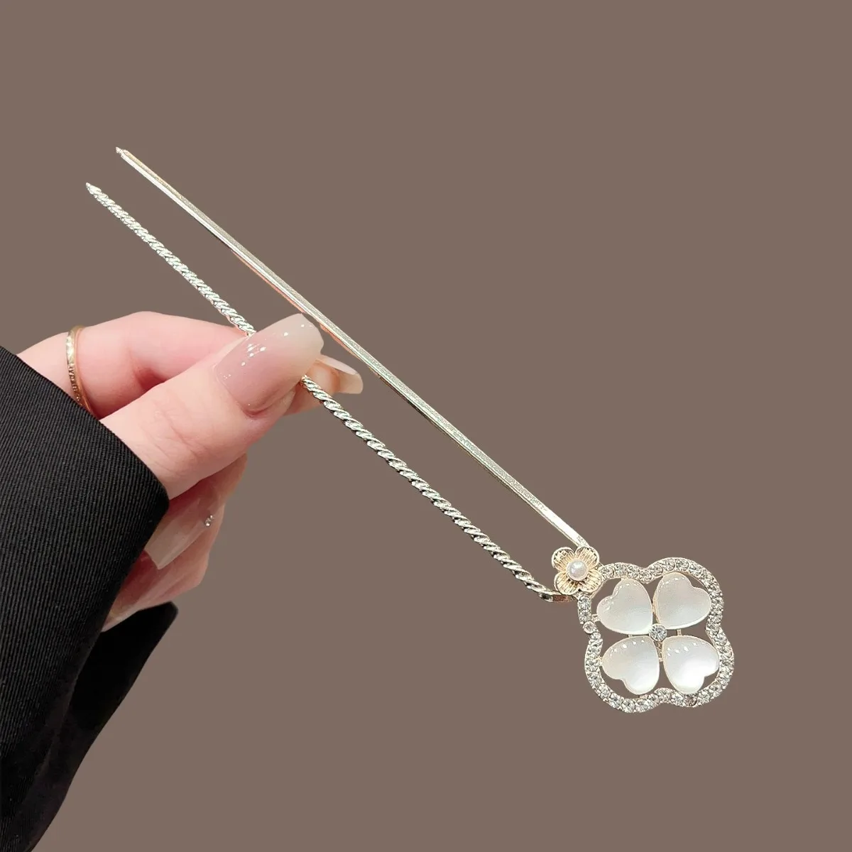 1 قطعة المتخصصة أربع أوراق البرسيم دبوس الشعر الراين المحيطة عين القط مزين النمط الحديث تنوعا أغطية الرأس