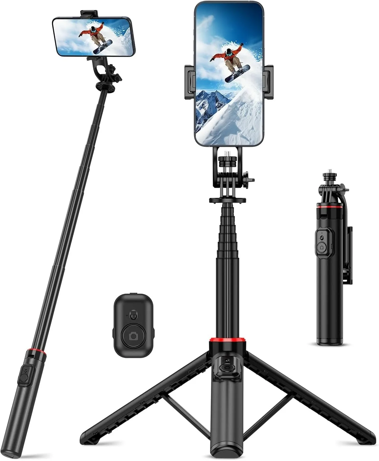 130cm Selfie Stick Tripod, Smartphone Tripod Stand with Wireless Remote Control Portable Retractable Cell Phone Tripod