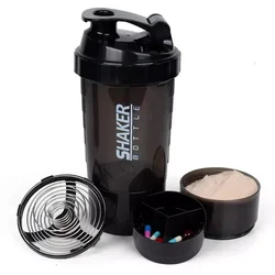 3 Layers Shaker Protein Bottle Powder Shake Cup Water Bottle Plastic Mixing Cup Drink Gadget for Fitness Sport Shaker Cup Bottle