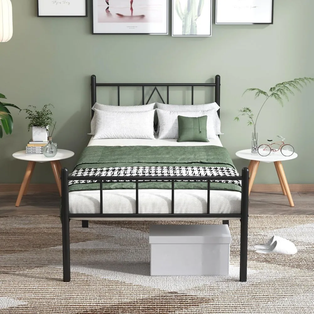 

14 Inch Twin Size Bed Frames with Headboard/Footboard, Under Bed Storage, Strong Metal Slats Support, No Box Spring Needed