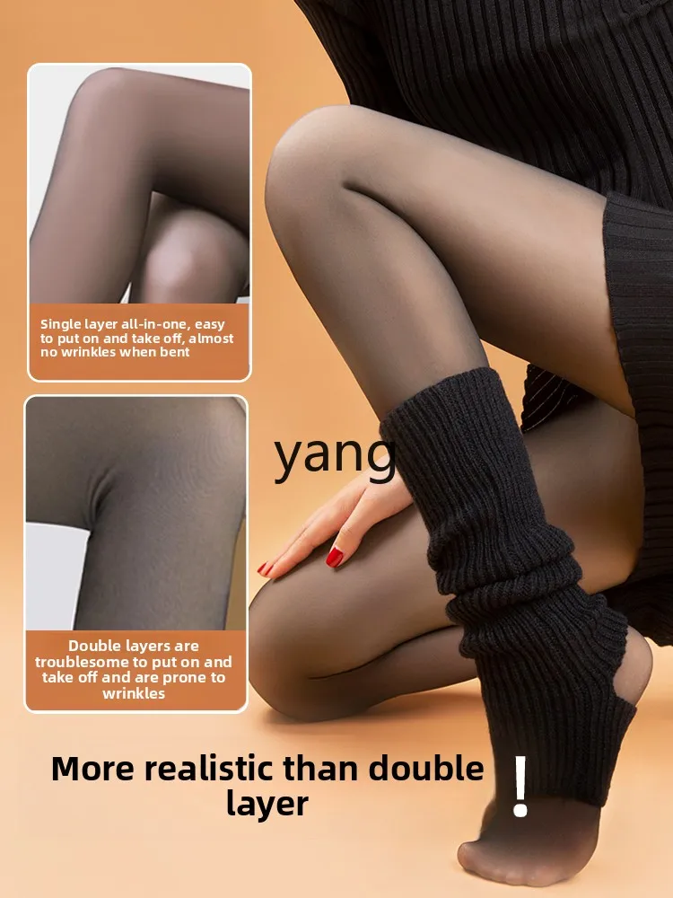 Yjq black skin-permeable spring velvet spring and autumn leggings wear black silk water socks inside and outside