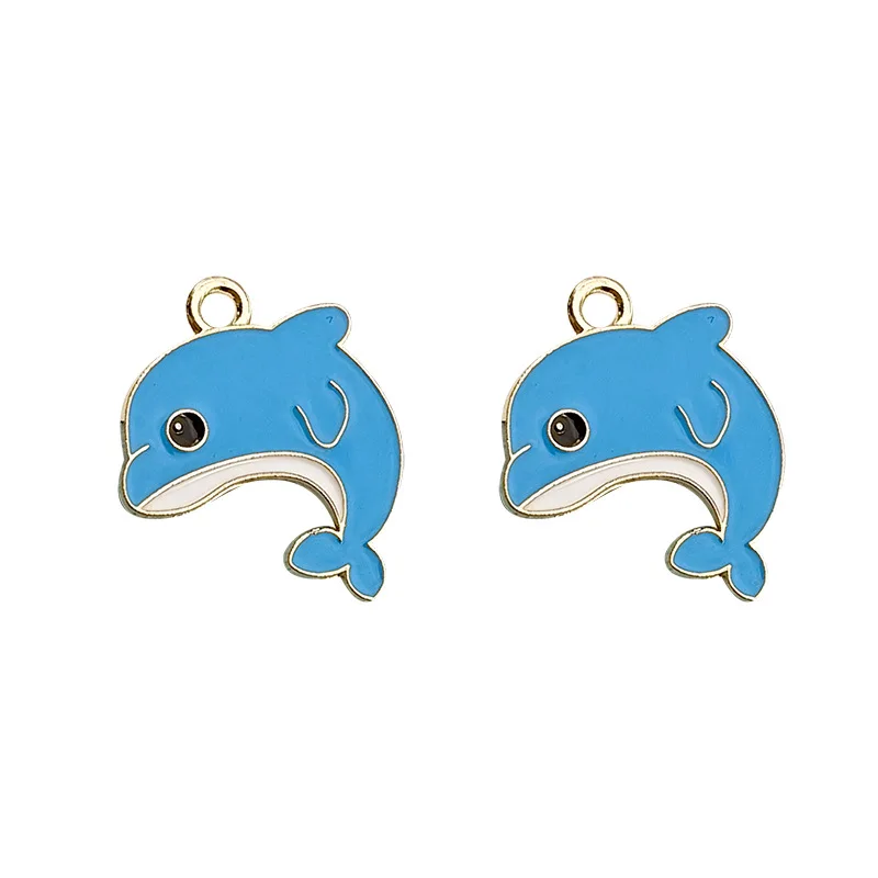 Zinc Alloy Enamel Dolphin Crab Octopus Charms, Pingente Organismo Marinho para Fazer Jóias, Acessórios Artesanais, Novo, 10Pcs