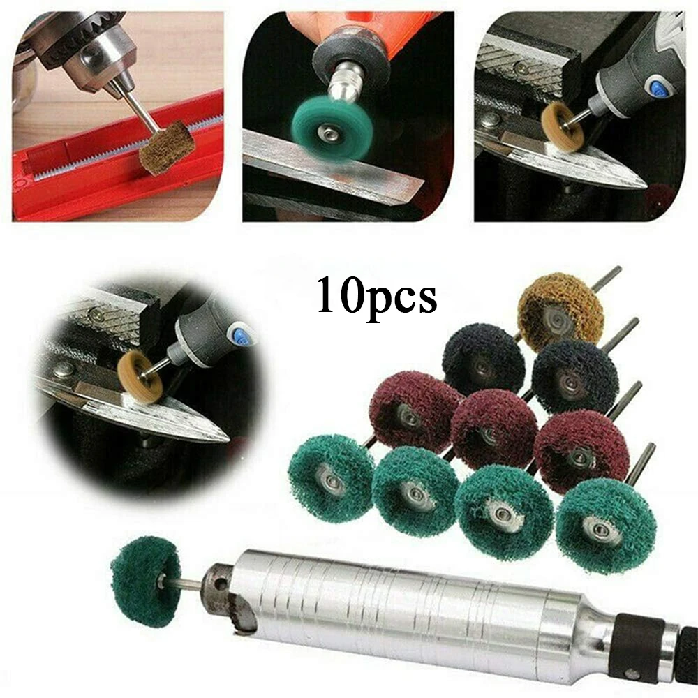 

10pcs Mini Nylon Drill Abrasive Brush Polishing Wheel Scouring Pads with 3mm/2.35mm Shank for Dremel Rotary Tool Accessories Se