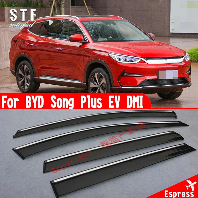 Window Wind Deflector Visor Rain/Sun Guard Vent For BYD Song Plus EV DMI 2022 2023 Car Accessories Stickers