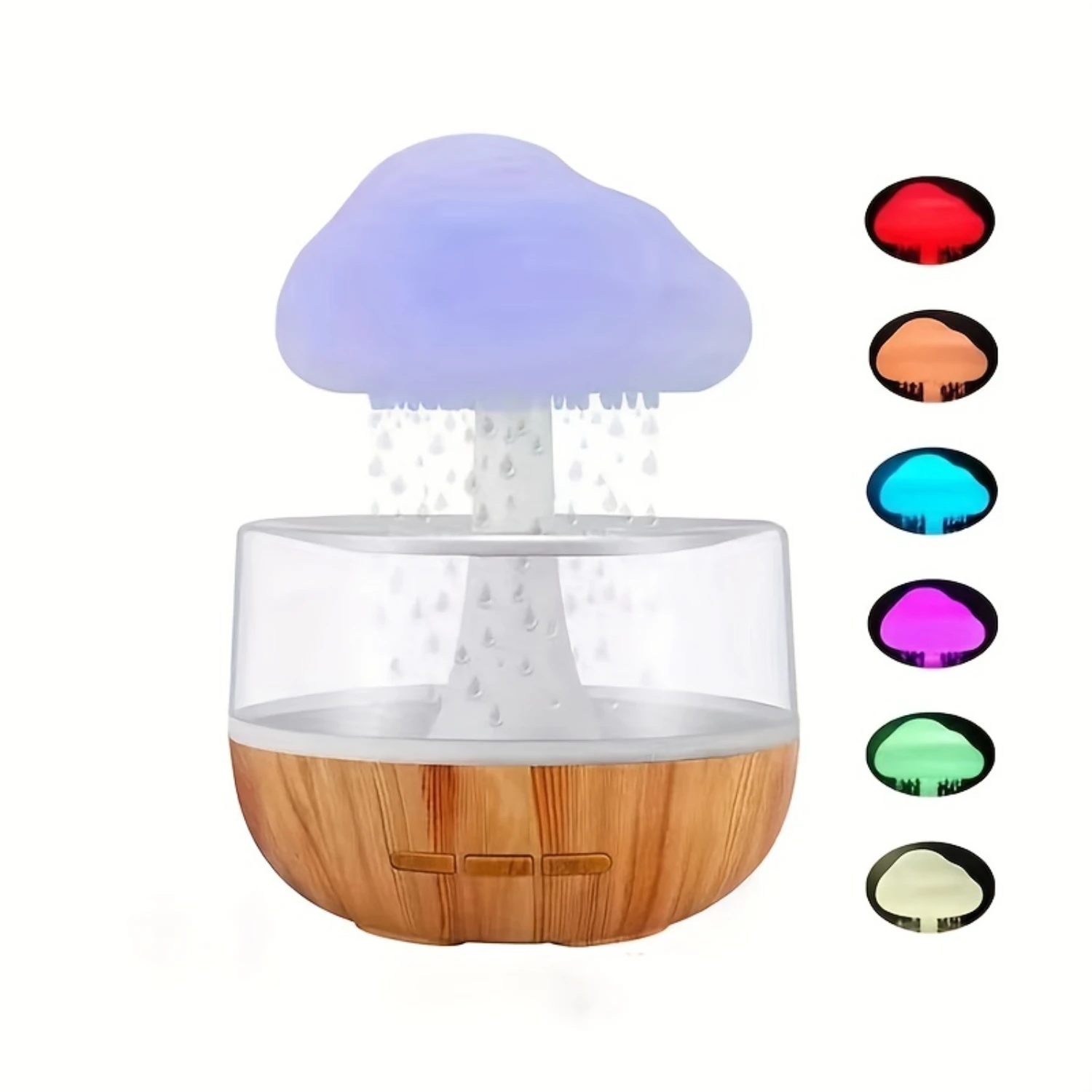 Humidificateur d'aromathérapie à sept couleurs, lumière de pièce, nuage, pluie, plus lent, escales de nuage, veilleuse, sept lumières de document, 1PC