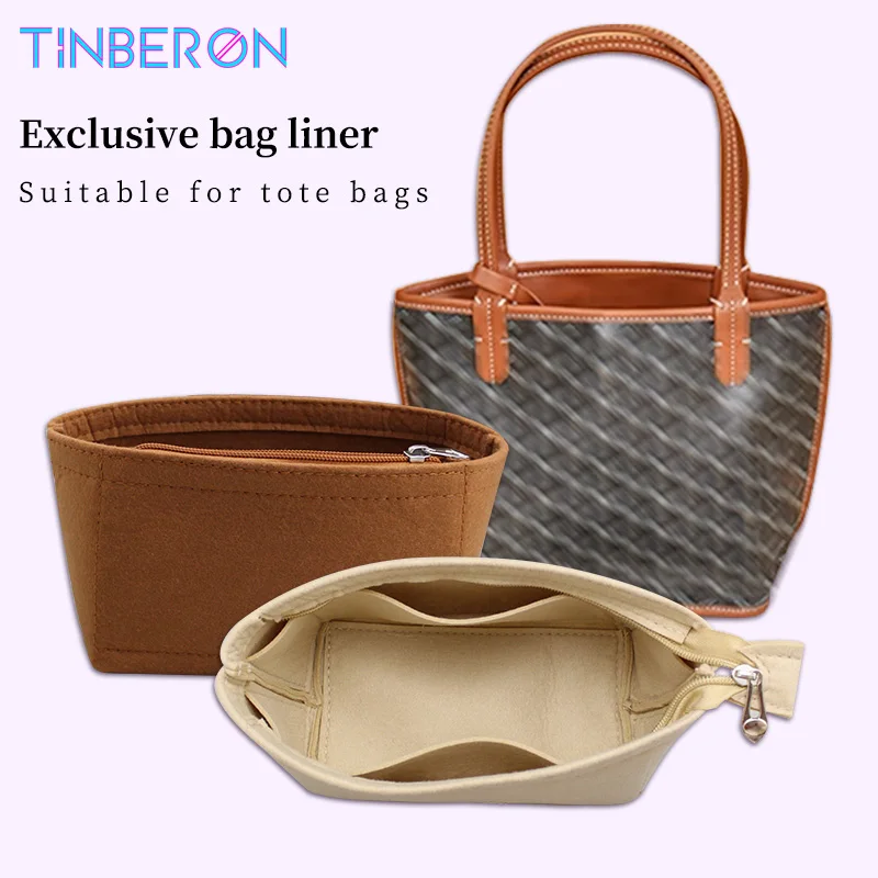 TINBERON-Bolso de mano de tela de fieltro para maquillaje, organizador de insertos, bolsa de cosméticos de viaje, organizador de gran capacidad