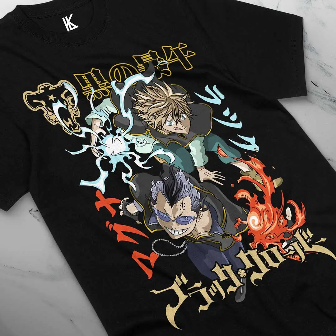 Black Clover Luck Y Magna Asta Yuno Anime Manga Tshirt Anime Manga Black Shirt All Size Cotton