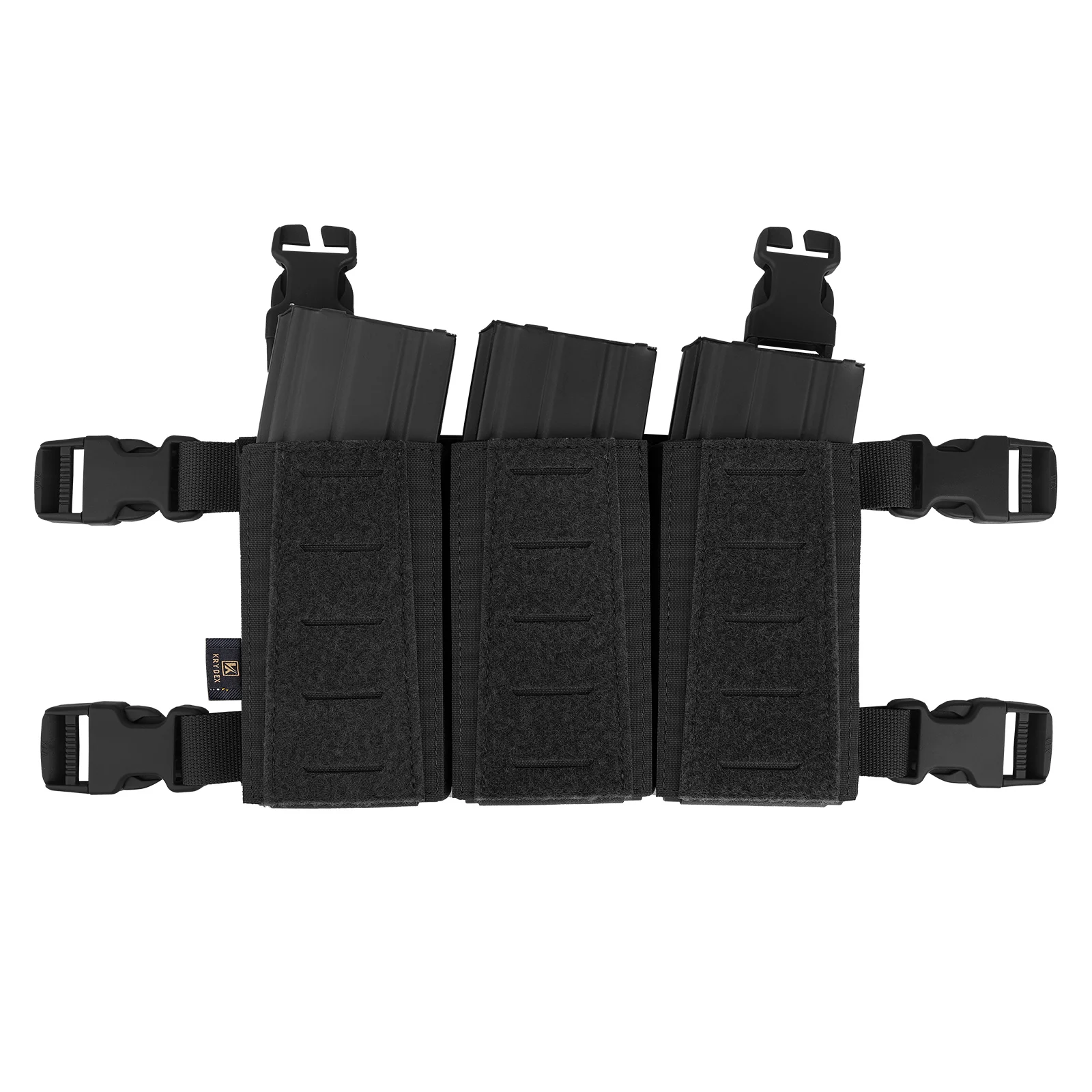 Krydex Front Molle Panel Placard Triple 5.56 .223 Magazine Pouch Insert Holder For Tactical Combat Plate Carrier Vest Chest Rig