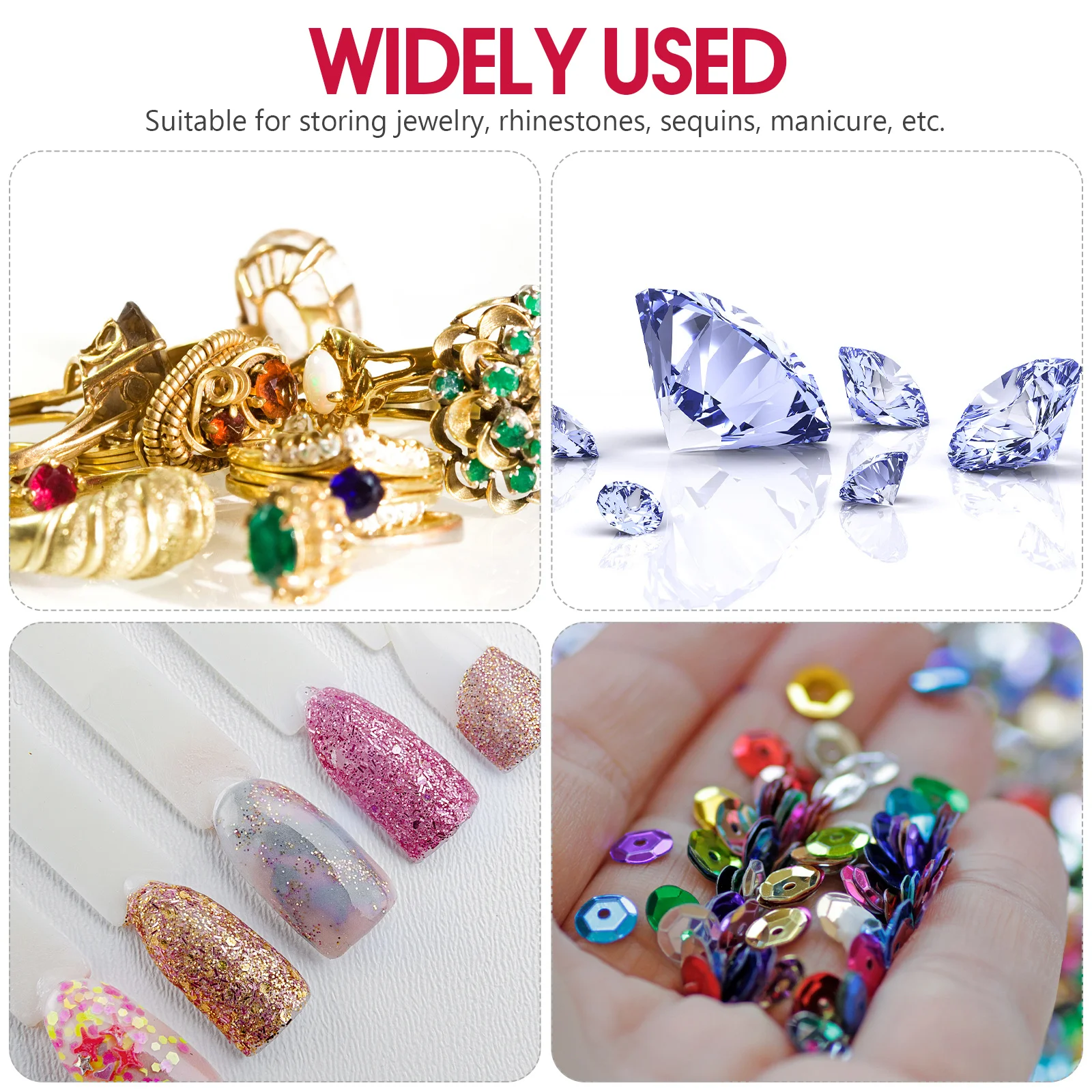 Portagioie per unghie da 50 griglie Custodia compatta per paillettes per unghie Organizzatore per strumenti per manicure Soluzione da tavolo ordinata per riporre gemme