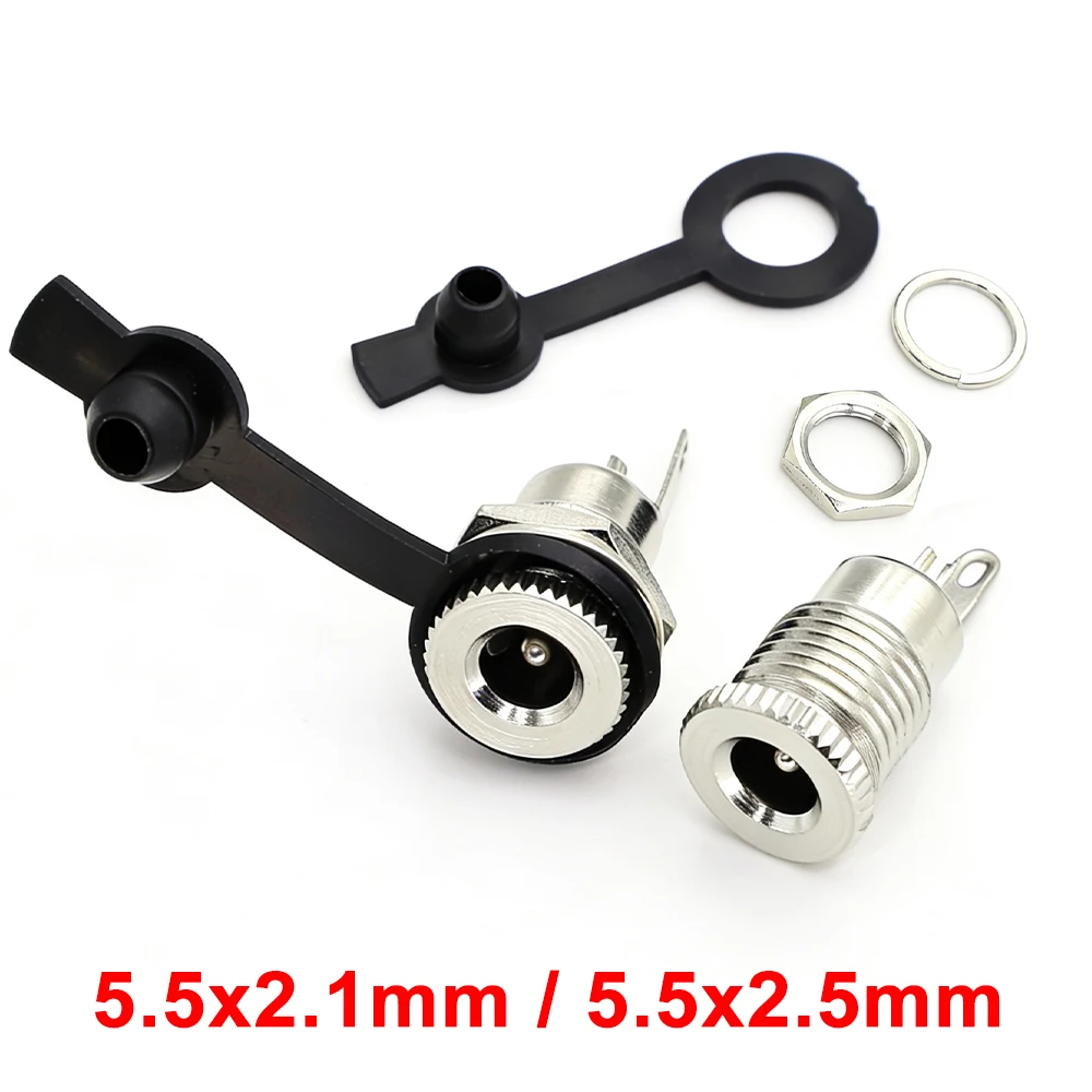  2/5/10Pcs DC099 5.5*2.1mm / 5.5*2.5mm DC Power Jack Socket Female Panel Mount Connector With Waterproof Cover High Quality