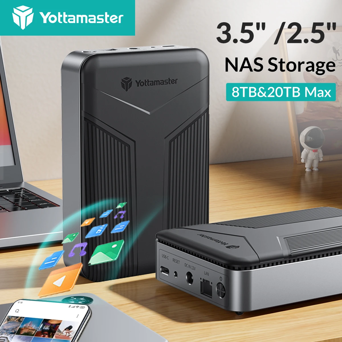 Yottamaster Networkable Attached Cloud NAS HDD Enclosure for 2.5 /3.5 