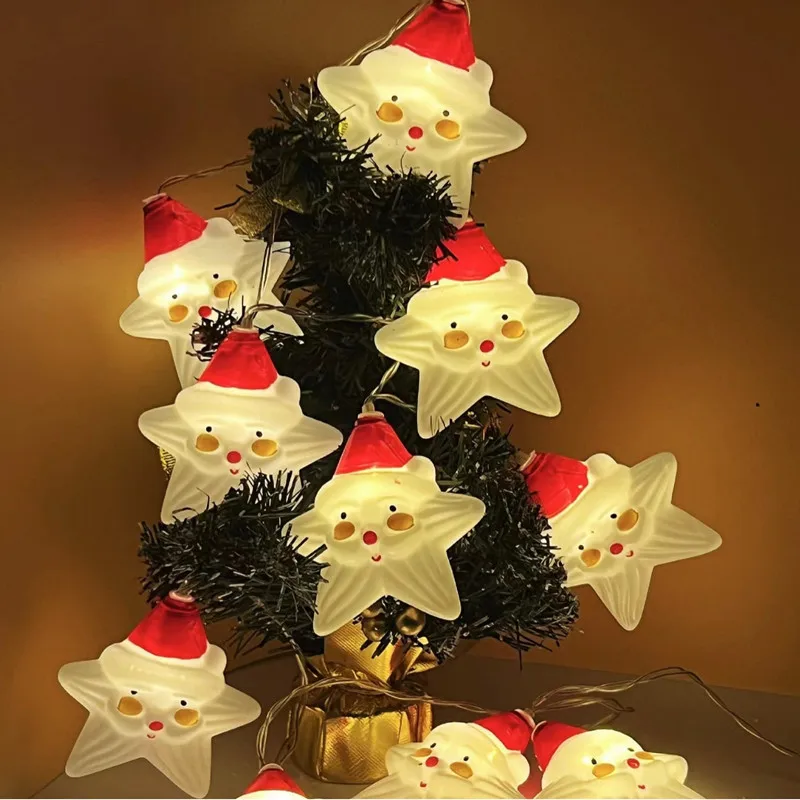 

10/20/40 Leds Christmas Stars String Lights For Xmas Tree Decor Indoor Led Lights Ornaments Home USB Battery Powered Light 614