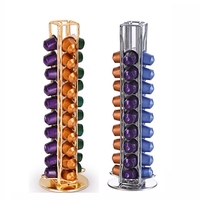 New Coffee Pod Holder Rotatable Plating Stainless Capsule Metal Rack Storage 40PCS For Nespresso Coffee