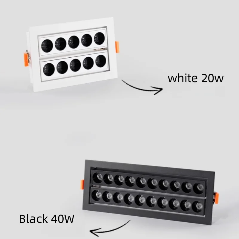 20W 40W Dimmable AC90V-260V  LED grille Downlights Epistar Chip Recessed Ceiling Lamps Spot Lights For Home illumination