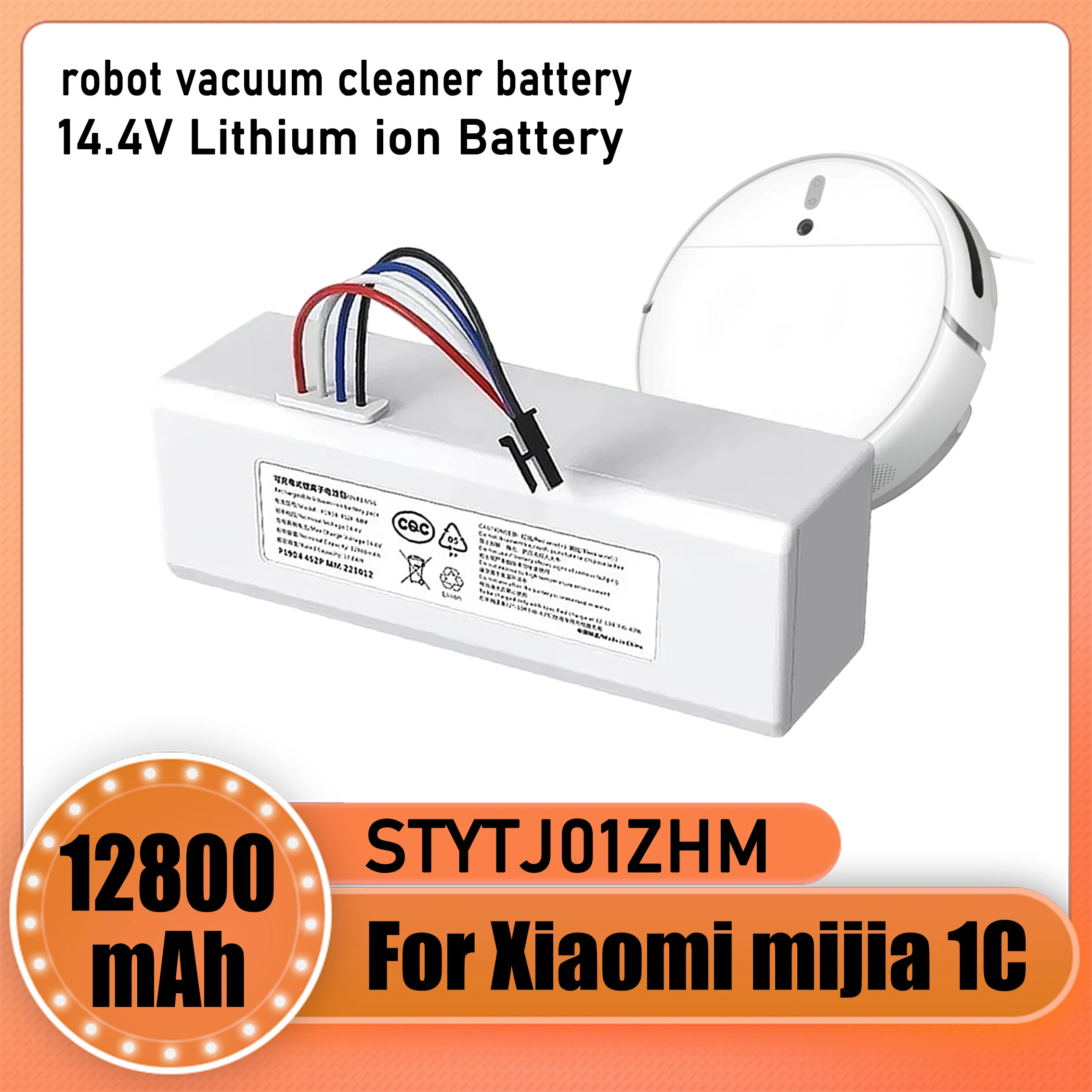 For Xiaomi Mijia 1C STYTJ01ZHM Robot Vacuum Cleaner 14.4V Lithium ion Replacement Battery, Strong Battery Life