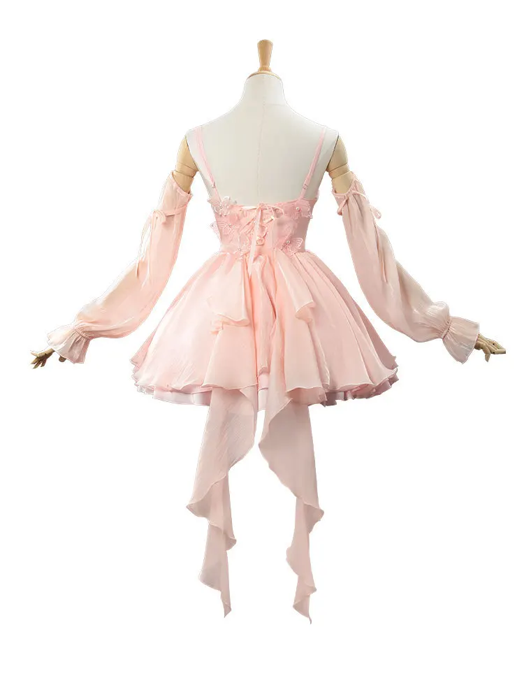 Otome Game Love and Deepspace cosplay costume pink chiffon dress suitable for Halloween comic exhibition wedding photos,birthday view 4