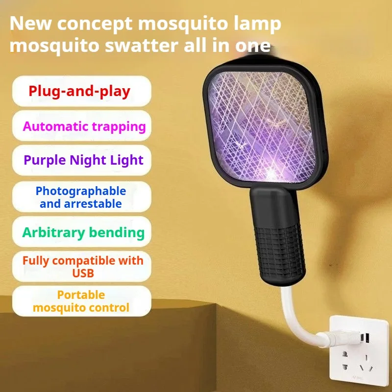 Mosquito Swatter Trap Pest Control Electric Shock Mosquito Killer Lamp Portable UV Light Electric Fly Bug Zapper Insect Racket image 2