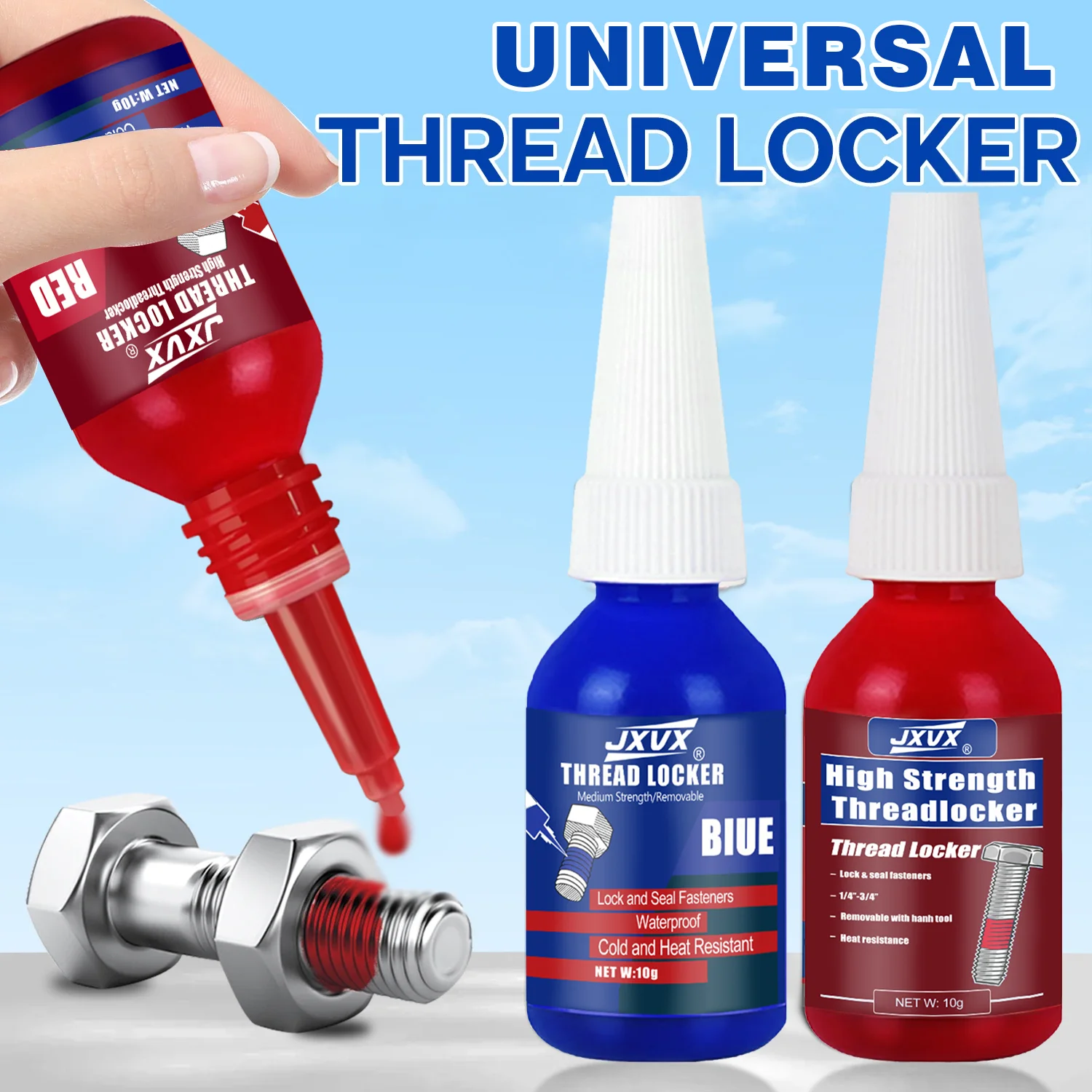 10ml lock tight thread locker heavy strength adhesive Screw Glue Quickly Cured Thread Locking Agent Anaerobic Adhesive Corrosion-Resistant Anti-Loosening Glue Sealant for Screws 6pcs.