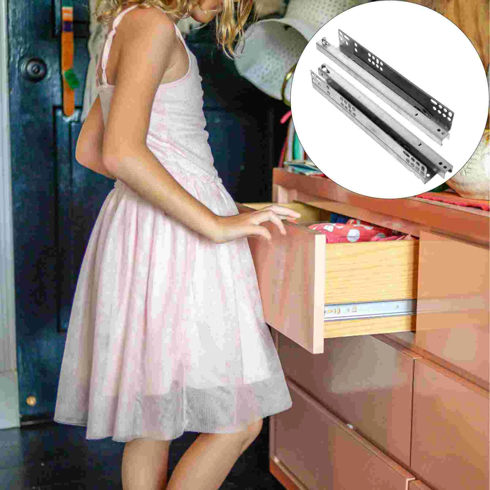 Silent Rails Drawer Runner Slides Hidden Closet Sliding Support Bottom Mute Dresser Cold Rolled Steel