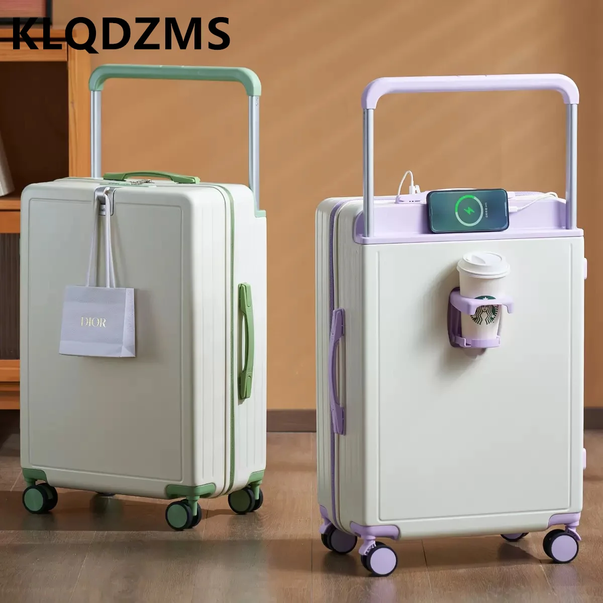 

KLQDZMS 20"22"24"26"28 Inch Zipper Suitcase PC Boarding Box Multifunctional Trolley Case Large-capacity Password Luggage Bag