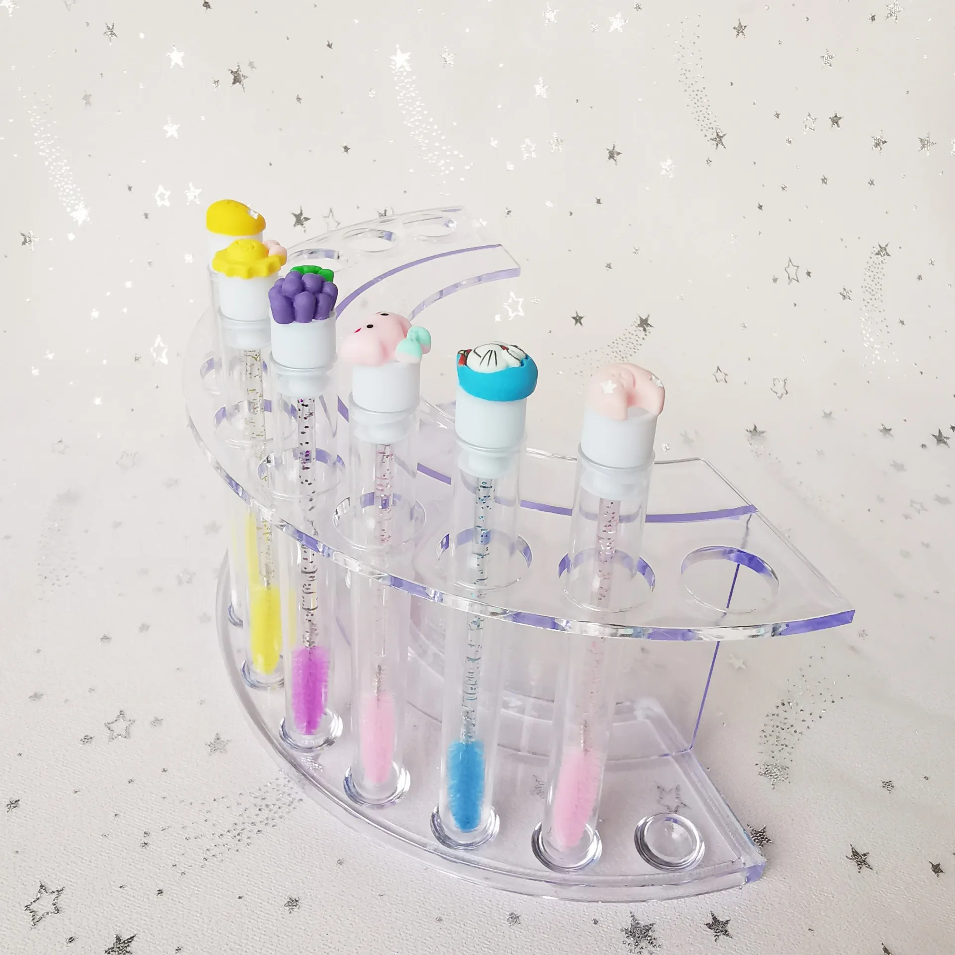 Suporte de exibição de tubo de escova de sobrancelha, caneta acrílica, ferramentas de maquiagem de beleza, suporte de armazenamento de escova de cílios, pinça, armazenamento de batom