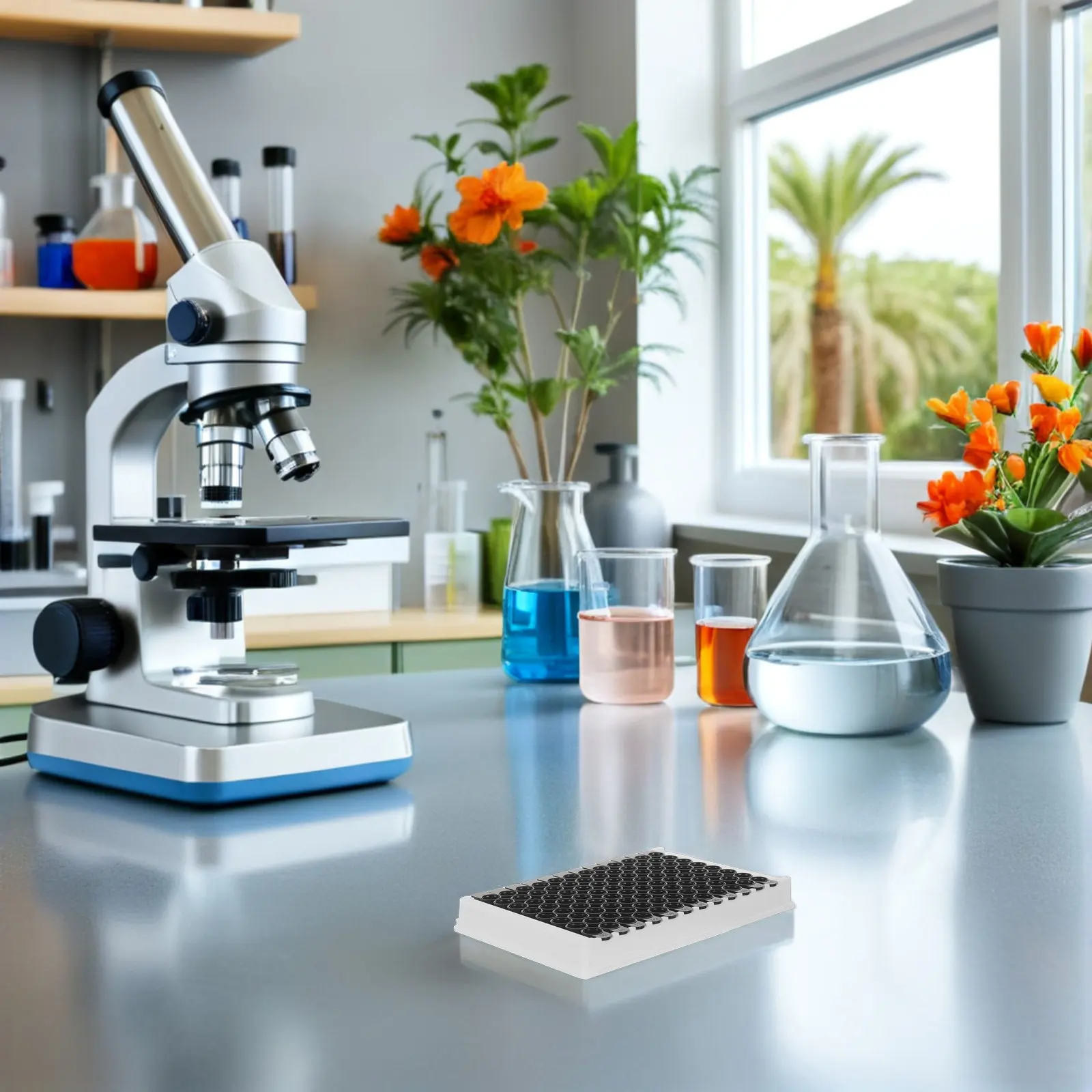 Cell Culture Plate Plastic Construction For Lab Technician Medium-binding 96-Well Detachable Black Frame