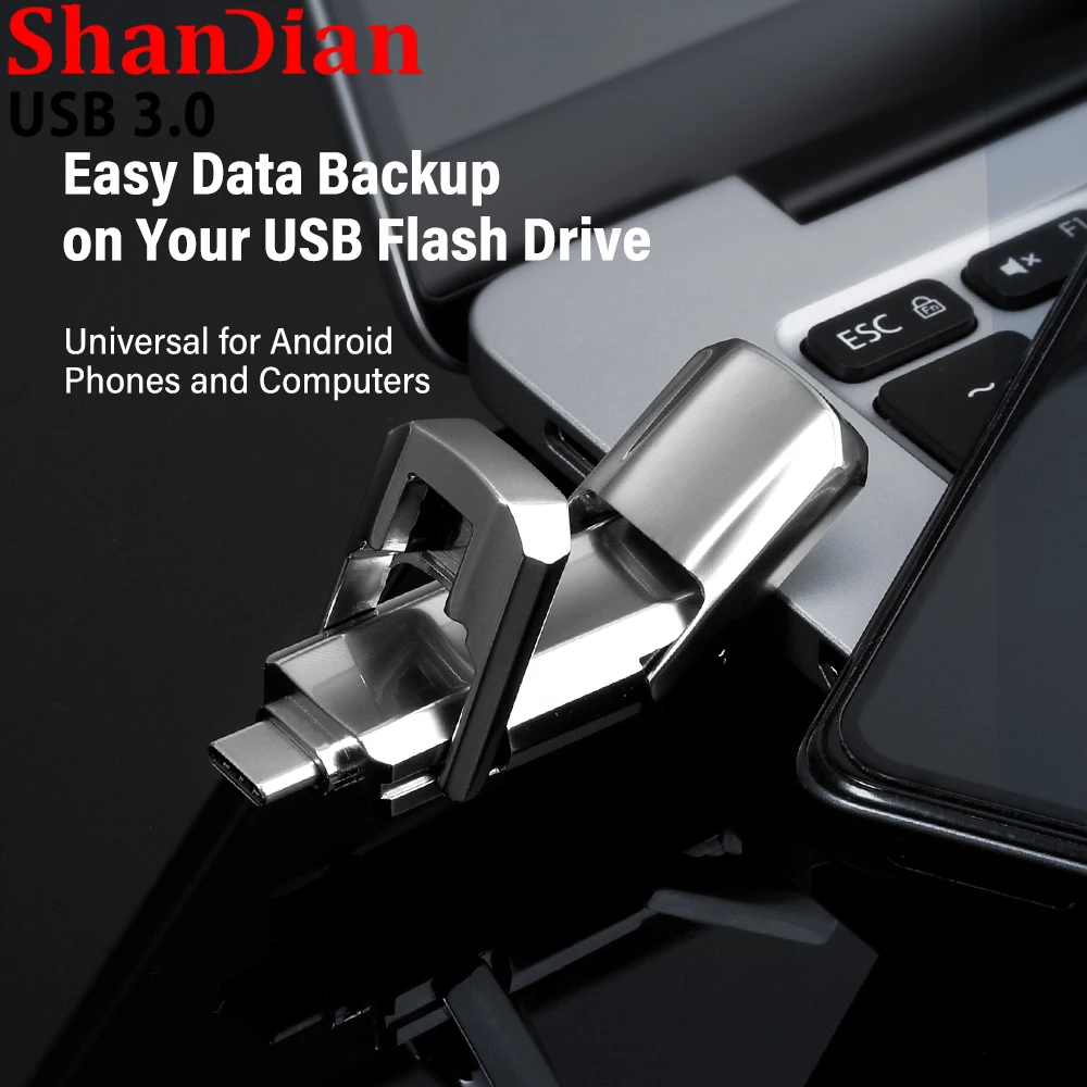 محرك أقلام معدني عالي السرعة من طراز SHANDIAN ، USB ، نوع C ، قرص U فضي ، Thumbdrive ، هدية عمل ، GB ، 64GB ، 32GB ، 16GB