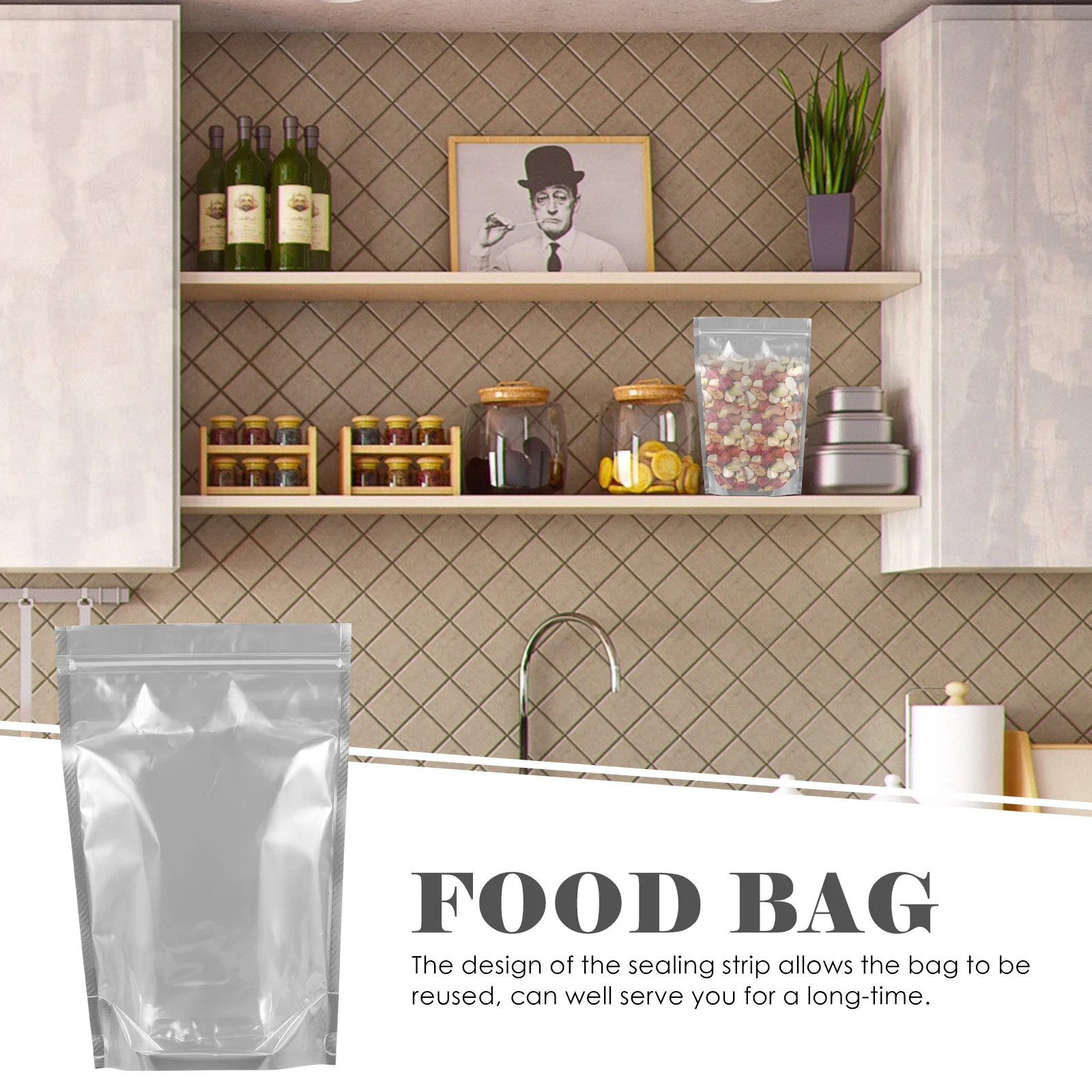 

50pcs Resealable Food Storage Bags Airtight Sealable Packaging Pouch For Snack Candy Baked Goods Kitchen Ingredients Leak-Proof