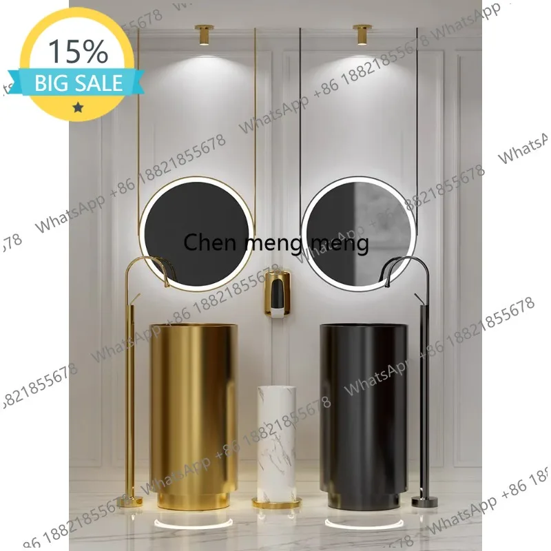 

J07 Умывальник для ванной комнаты из нержавеющей стали в скандинавском стиле, высококачественный напольный интегрированный круглый умывальник GN698ZX