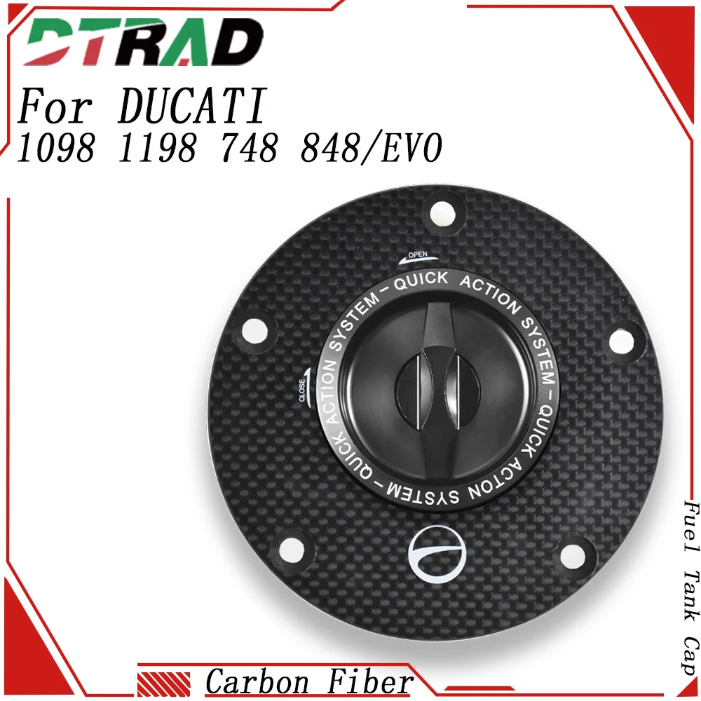 Carbon Fiber Quick Gas Fuel Filler Cover For DUCATI 1098 1198 S R 748 848 EVO 851 888 916 996 998 Keyless Tank Vent Petrol Cap