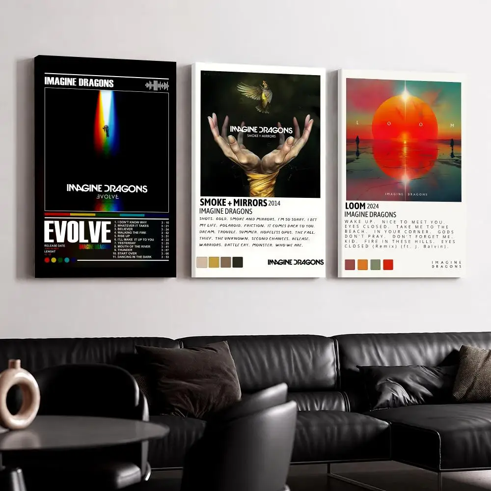 Band Album I-Imagine D-Dragons Framed Wall Painting Canvas Poster Ready to Hang Wall Art for Bedroom Living Room Home Decor Gift