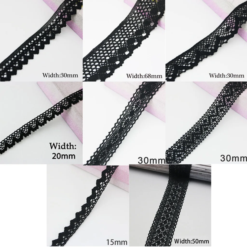 (5 Meters/Roll) Black Cotton Embroidery Bud Silk Screen Ribbon Fabric Decoration DIY Decorative Sewing Handmade Craft Materials
