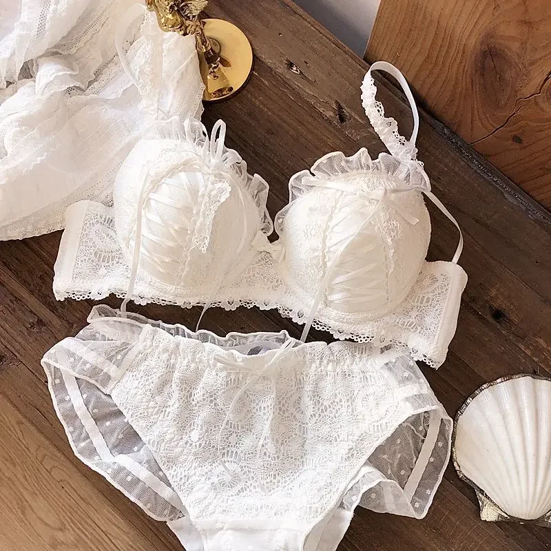 اليابانية لوليتا الملابس الداخلية مثير الدانتيل حزام الدانتيل الحلو Underwire البرازيلي الفتيات