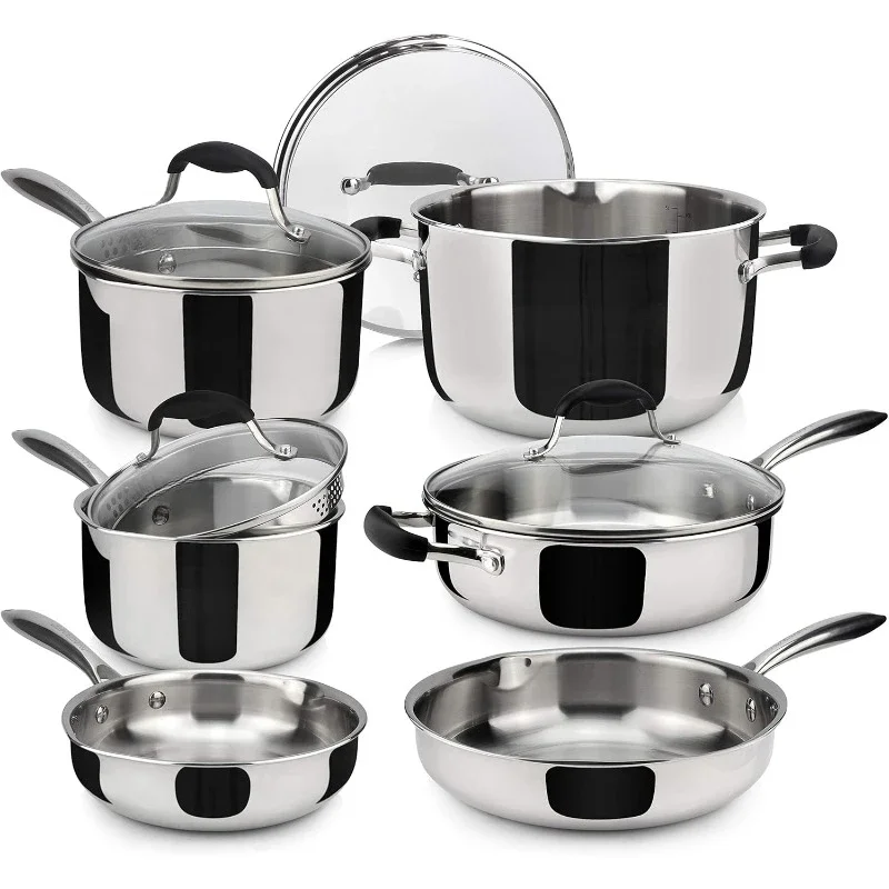

Stainless Steel Cookware Set Premium Pans Kitchen Essentials for cooking Stainless Steel Pan