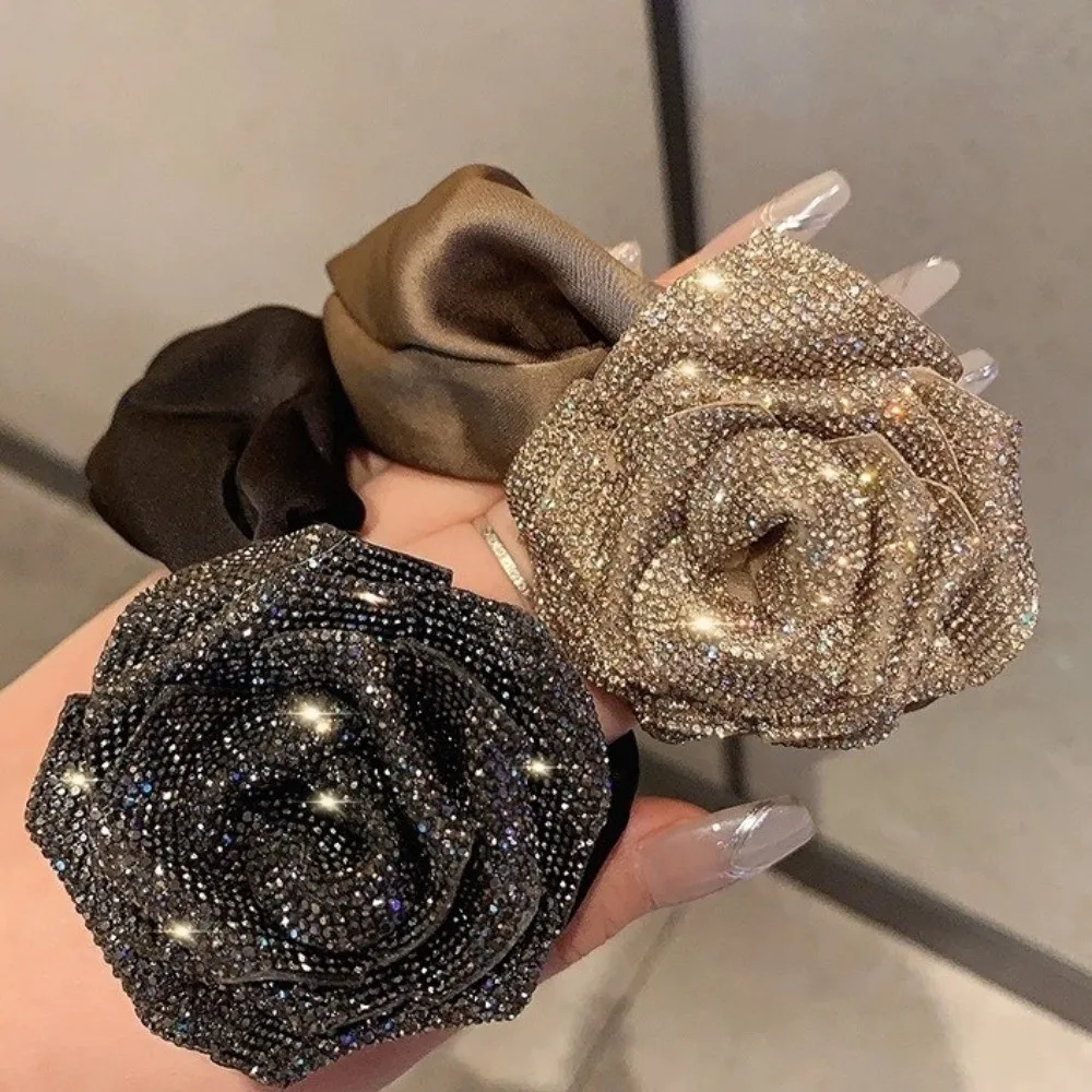 3D Rose Rhinestone Flower Patches DIY Craft Embellishment Flower Brooch Fabrics Sparkling Rose Brooch Fabrics Sewing Supplies