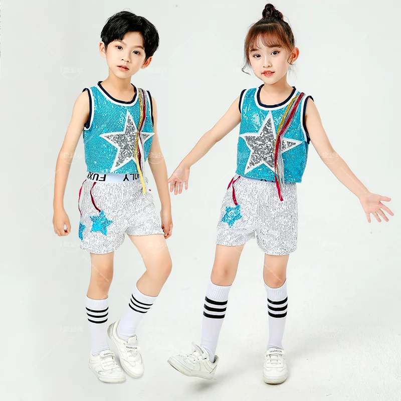 Children's Cheerleading Performance Costumes Sequin Jazz Dance Performance Costumes Modern Dance Costumes for Boys and Girls
