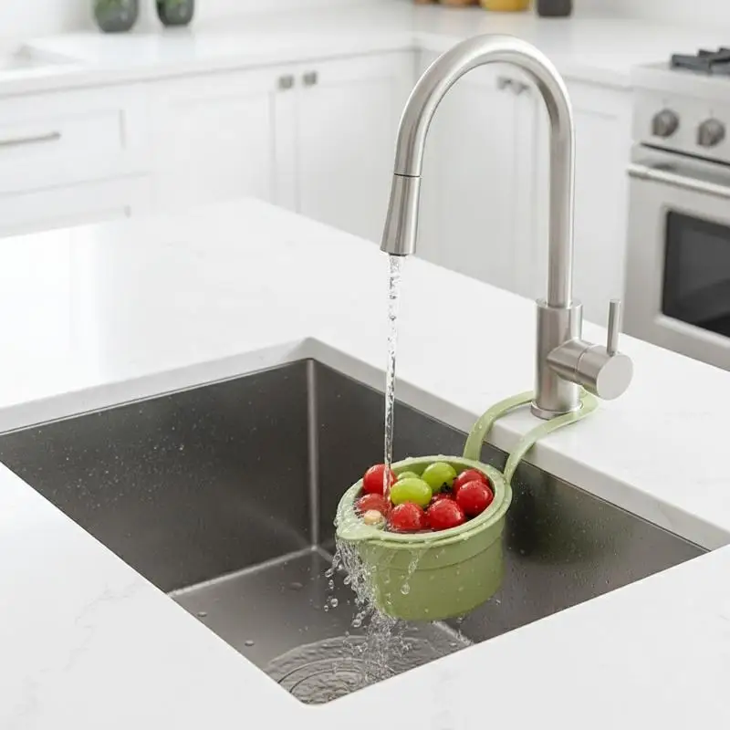 【New】1Pcs Hangable Sink Drain Basket With Separate Filter Press Pour Design For Kitchen Vegetable Food Draining