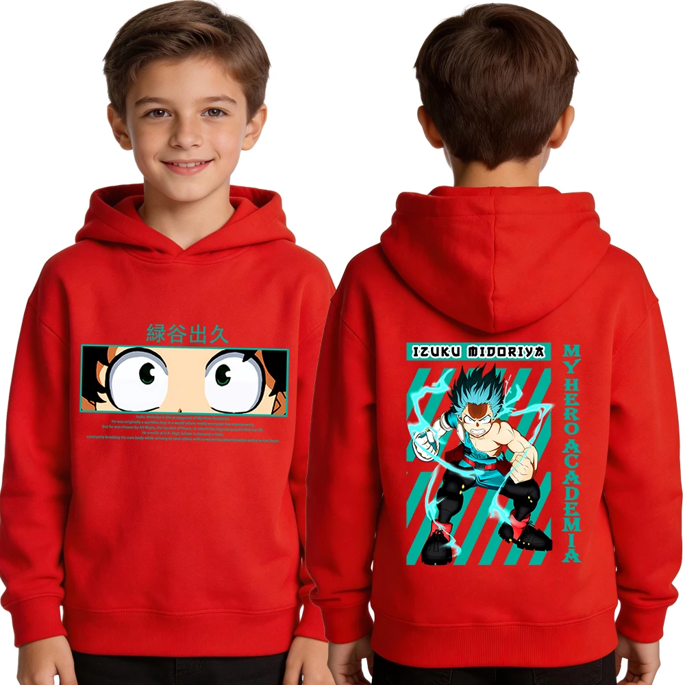 My Hero Academia Deku Anime Hoodie, Kinder Jungen Mädchen Unisex Kinder Kapuzenpullover, Doppelseitig Bedruckter Langarm-Pullover – Detail 6