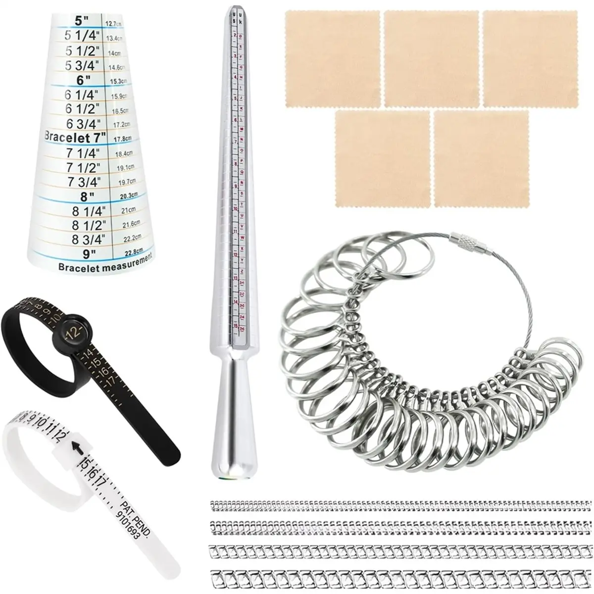 Best sales 2026 14Pcs Ring Sizer Measuring Tool Kit, RingSizing Mandrel, Ring Sizes Belt, Wiping Cloth, , Etc.